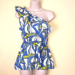 Lilly Pulitzer off shoulder cotton top Size M nautical